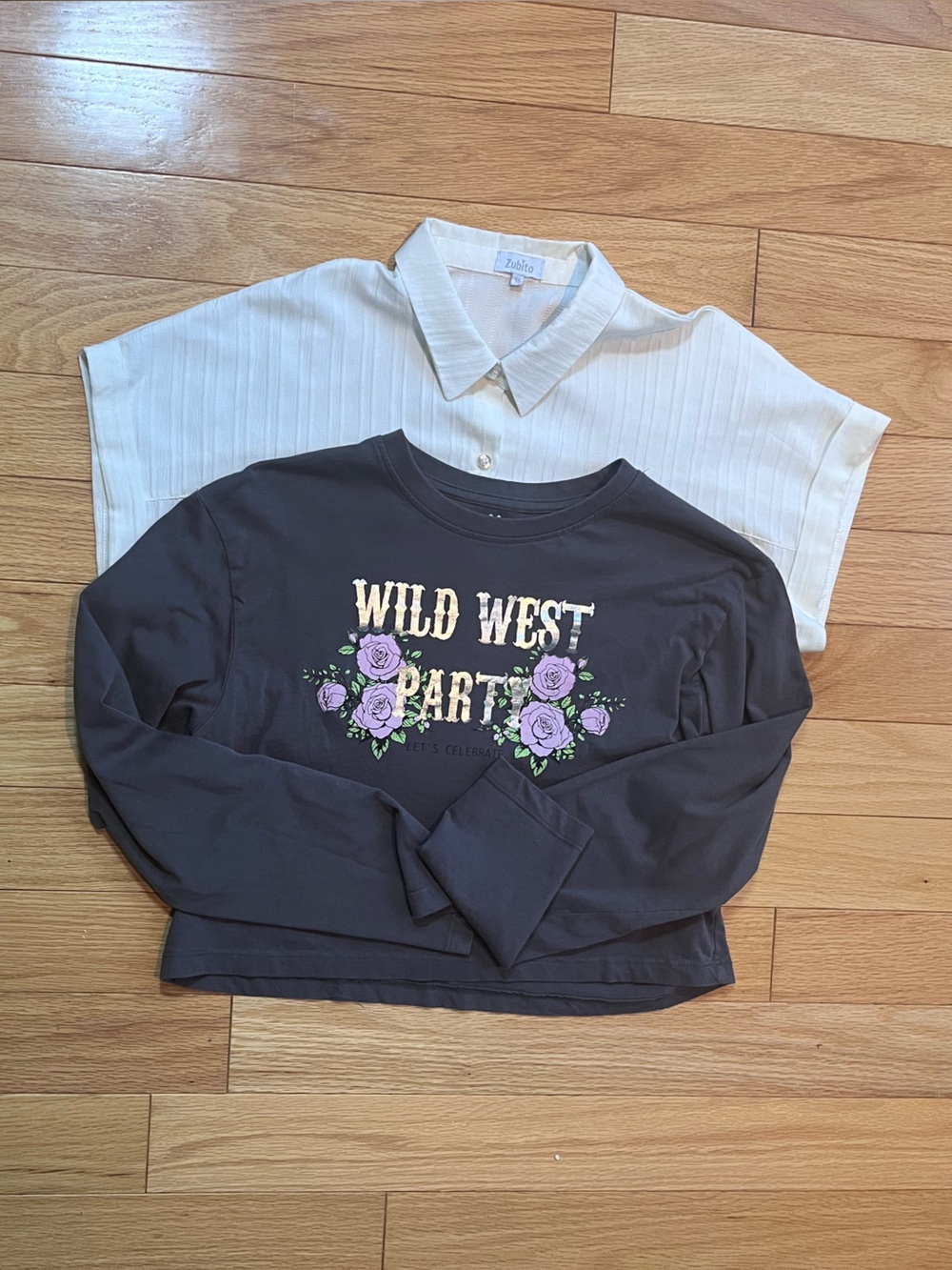 Kids Floral 'Wild West Bestie' Graphic Sweatshirt - Black / 2 sets